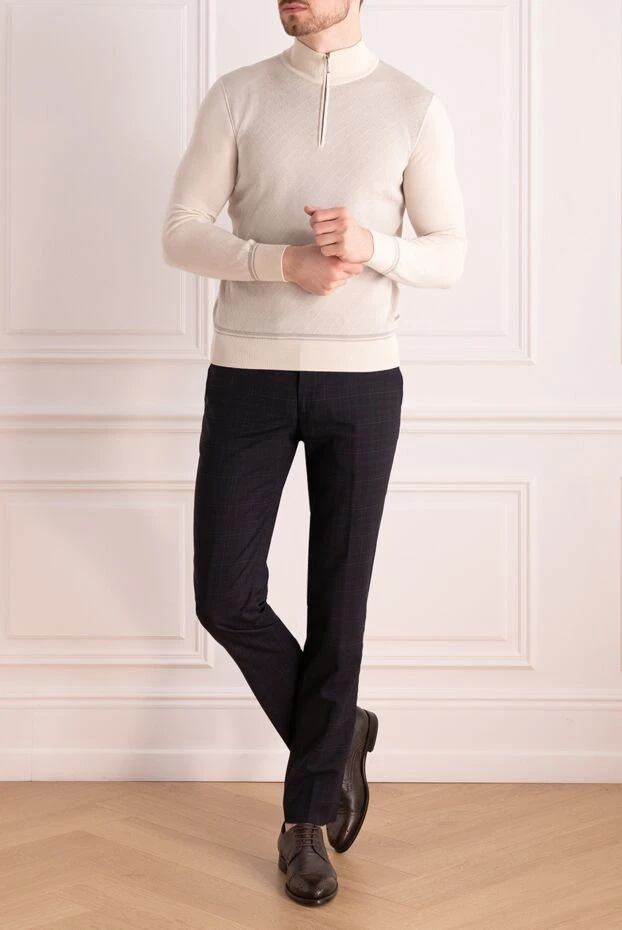 Тройер из кашемира и шелка с диагональным узором на передней панели - фото 2