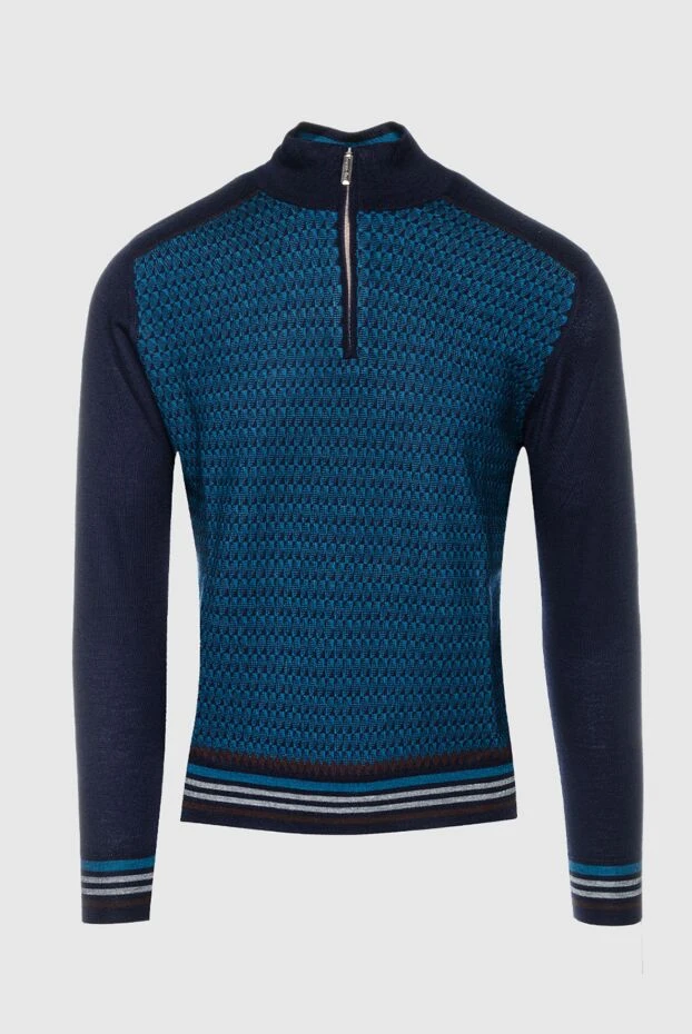 Troyer blue cashmere and silk with embossed front panel - photo 1