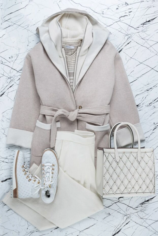 Cashmere & Silk Milano женский костюм из кашемира с капюшоном и накладными карманами с декором мониль 156178 - фото 2