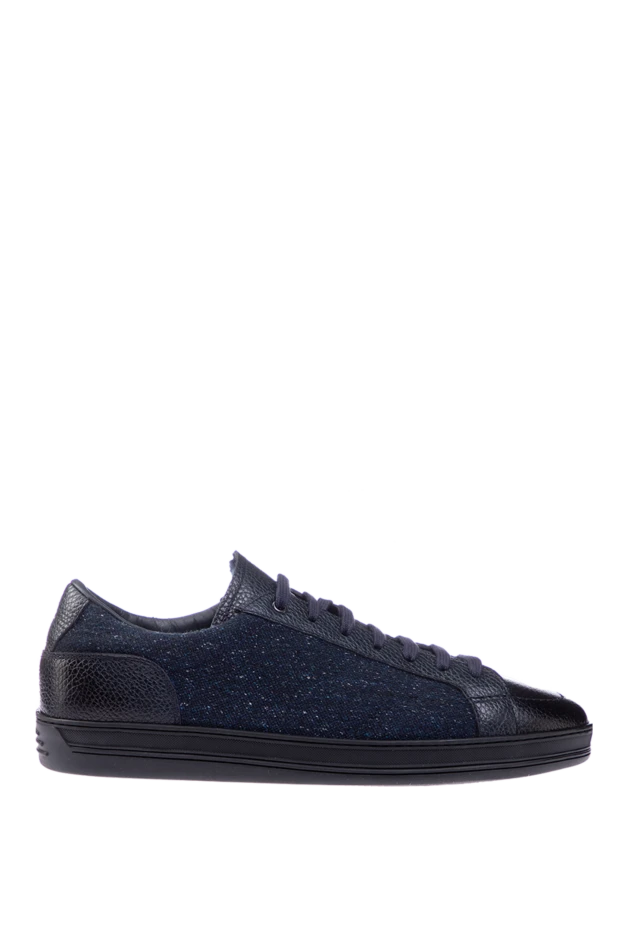 Doucal`s man sneakers in leather and textile blue for men купить с ценами и фото 156199 - photo 1