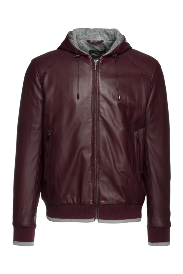 Cesare di Napoli man burgundy leather jacket for men купить с ценами и фото 156221 - photo 1