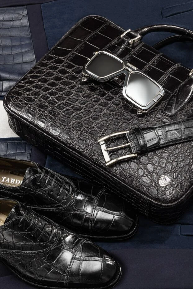 Tardini туфли оксфорды cap-toe черные из кожи аллигатора мужские 156237 - фото 2