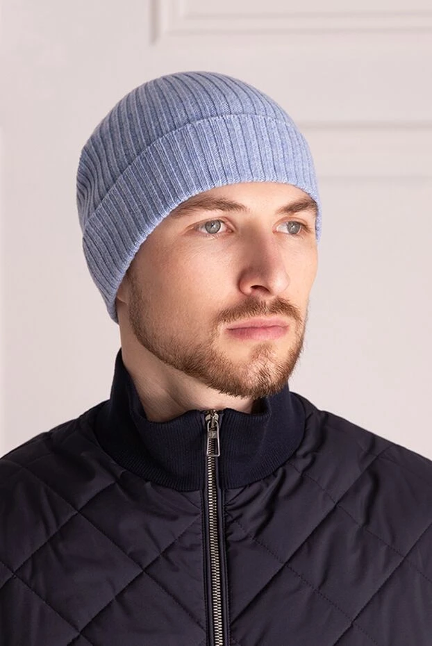 Corneliani man blue cashmere hat for men купить с ценами и фото 156285 - photo 2