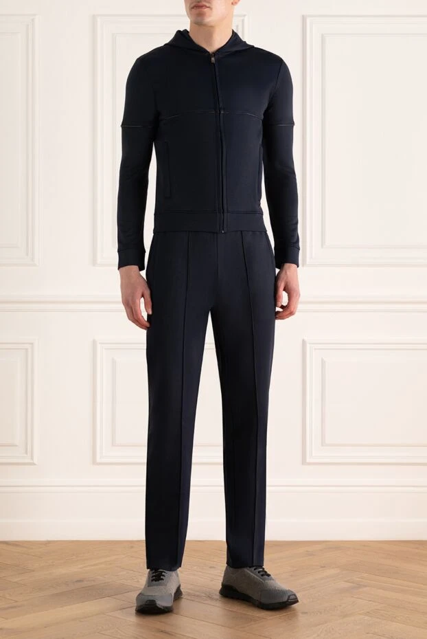 Corneliani man men's sports suit made of cotton and polyamide, blue купить с ценами и фото 156290 - photo 2