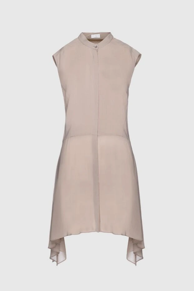 Brunello Cucinelli woman beige silk dress for women купить с ценами и фото 156349 - photo 1