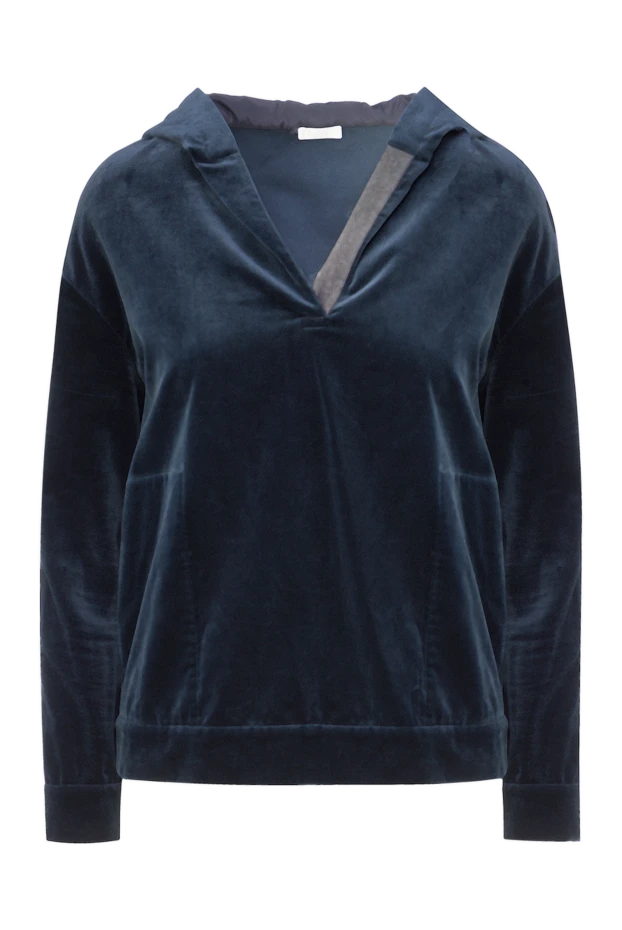 Brunello Cucinelli woman blue cotton hoodie for women купить с ценами и фото 156351 - photo 1