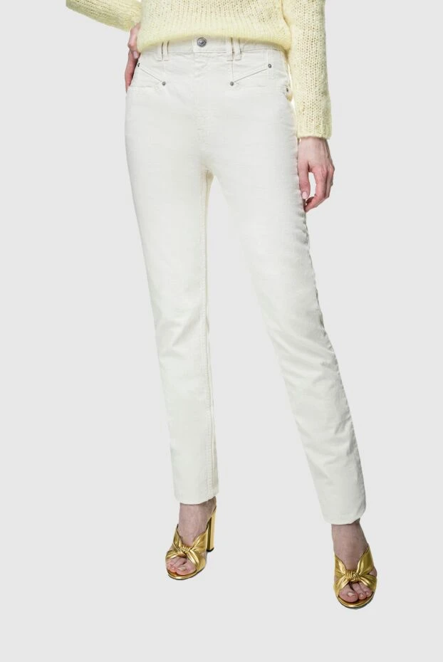 Isabel Marant прямые хлопковые джинсы молочного оттенка с эластичным комфортом
 156382 - фото 3