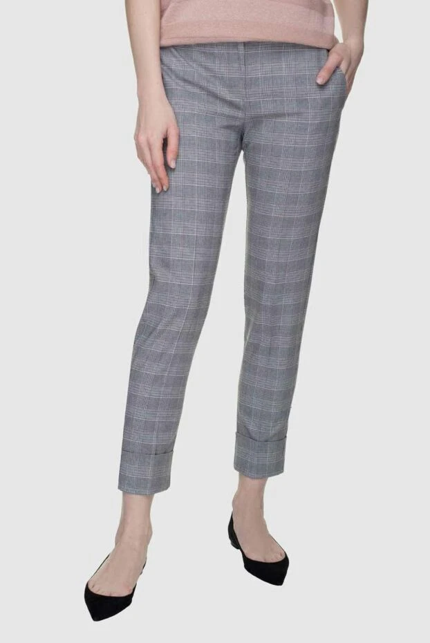 D.Exterior брюки серо-голубые в клетку с притачным поясом и стрелками по центру
 156434 - фото 3