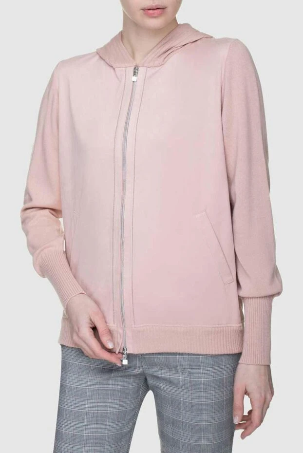 D.Exterior найзағайлы капюшонды қызғылт әйелдерге арналған жолақты кардиган 156436 - фото 3