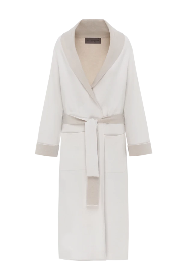 Women's beige coat with belt - photo 1