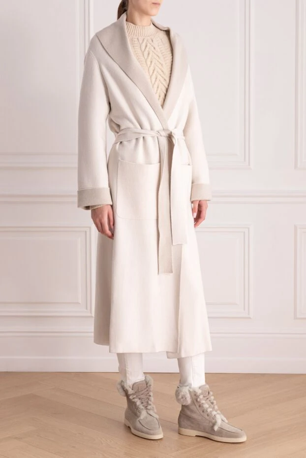 D.Exterior пальто женское бежевое с поясом 156438 - фото 3