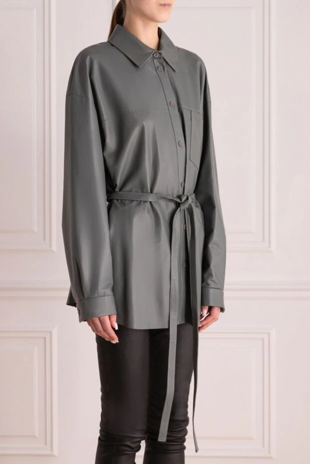 DROMe women's leather shirt gray 156476 - photo 3