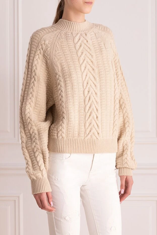 DROMe джемпер из шерсти и кашемира с фактурной вязкой и широкими рукавами реглан 156479 - фото 3
