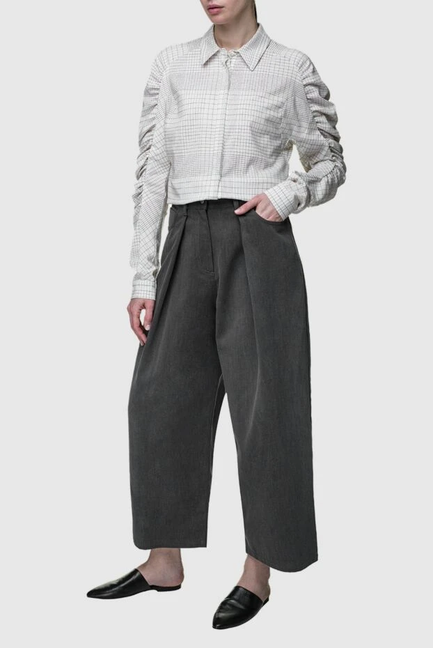 DROMe woman women's gray cotton trousers купить с ценами и фото 156483 - photo 2