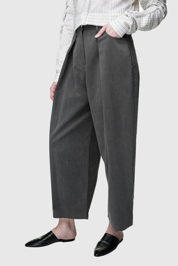 DROMe women's cotton wide pants gray 156483 - photo 3