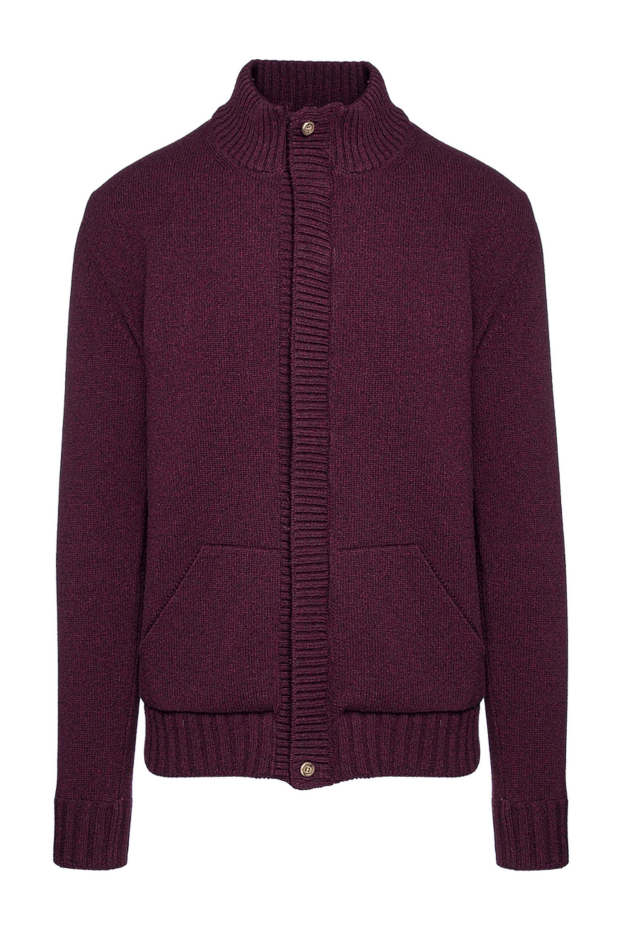 Cesare di Napoli man men's wool cardigan burgundy купить с ценами и фото 156487 - photo 1