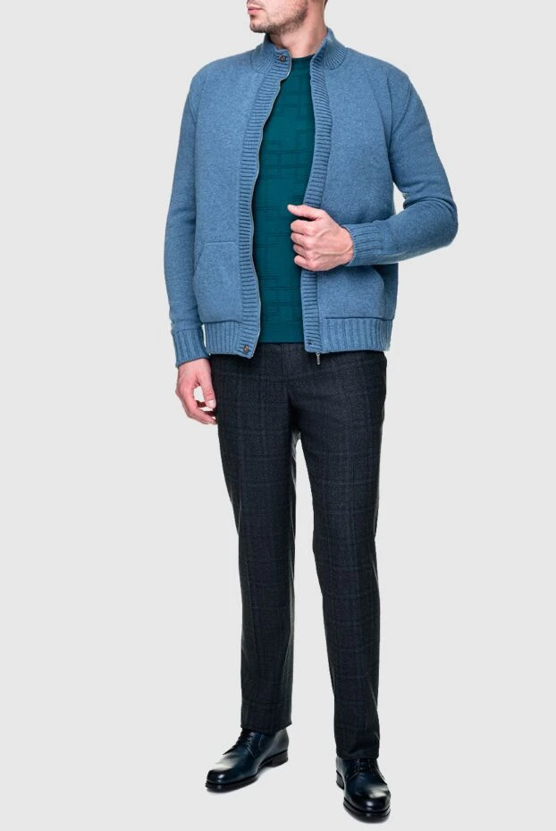 Cesare di Napoli man blue men's wool cardigan купить с ценами и фото 156488 - photo 2