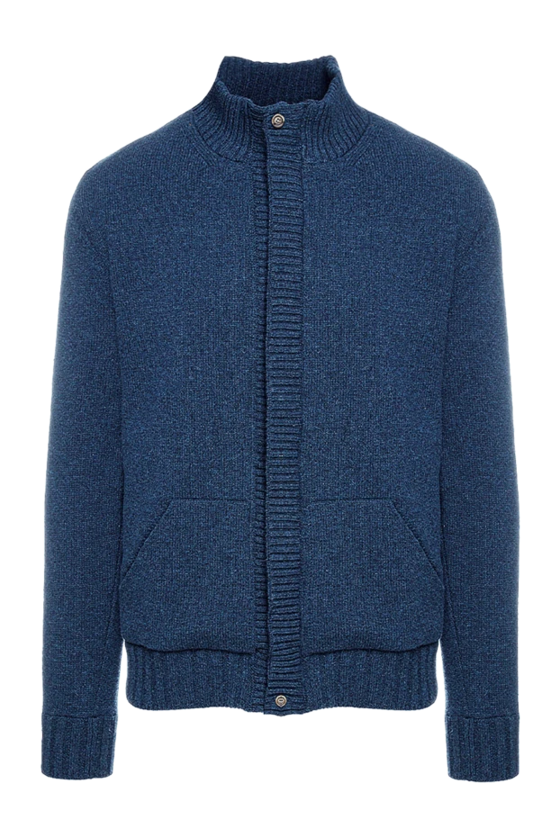 Cesare di Napoli man men's blue wool cardigan купить с ценами и фото 156490 - photo 1