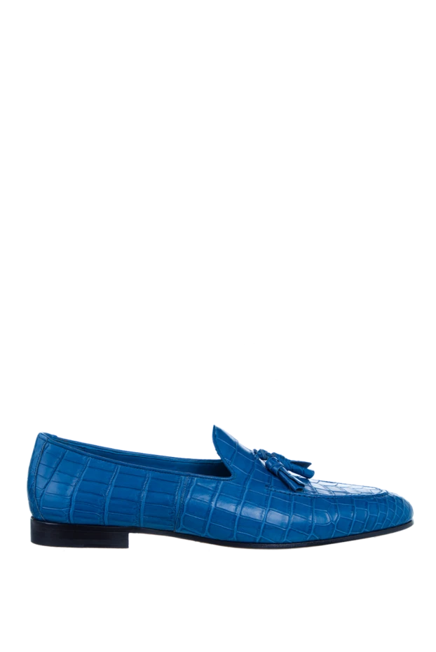 Cesare di Napoli man blue crocodile leather loafers for men купить с ценами и фото 156495 - photo 1