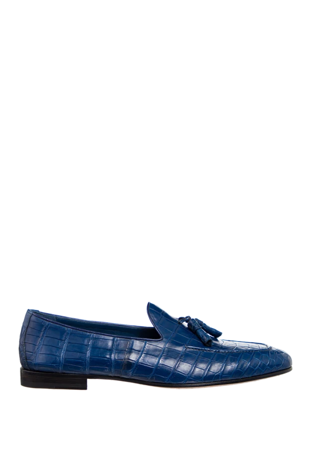 Cesare di Napoli man blue crocodile leather loafers for men купить с ценами и фото 156496 - photo 1