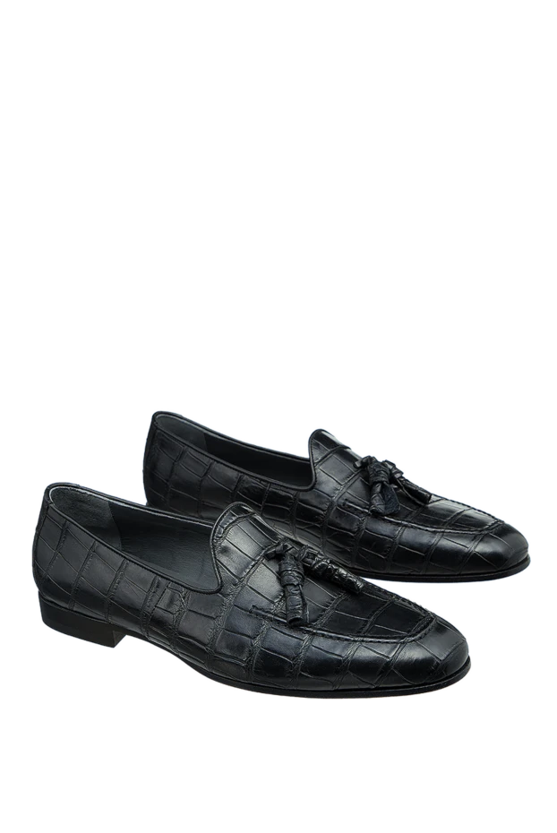 Cesare di Napoli лоферы-тассел из кожи аллигатора черные мужские 156497 - фото 3
