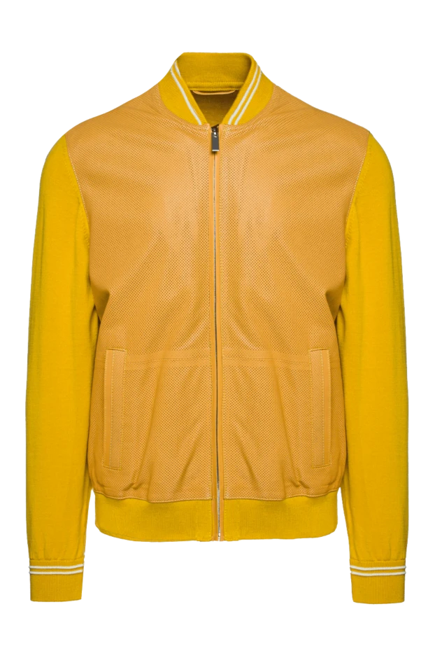 Torras man men's cardigan made of wool and genuine leather, yellow купить с ценами и фото 156517 - photo 1