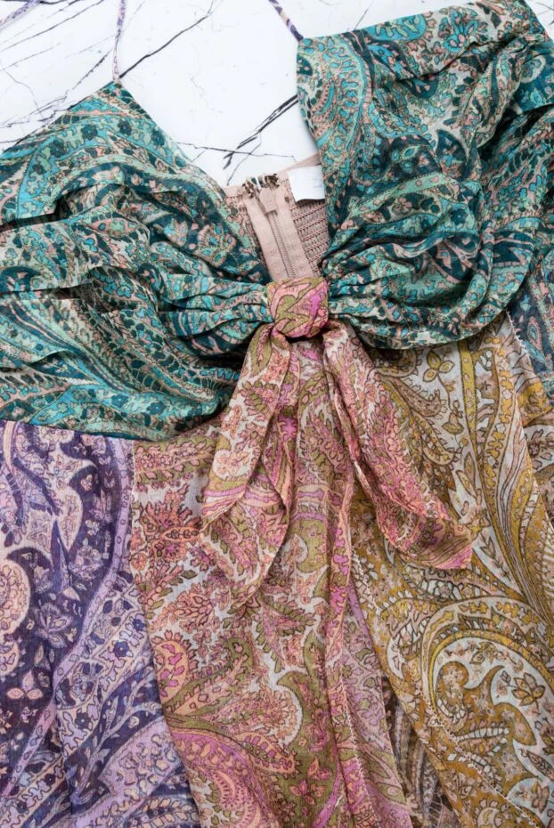 Zimmermann многоцветное платье из шёлка с асимметричным кроем и бантом
 156598 - фото 2