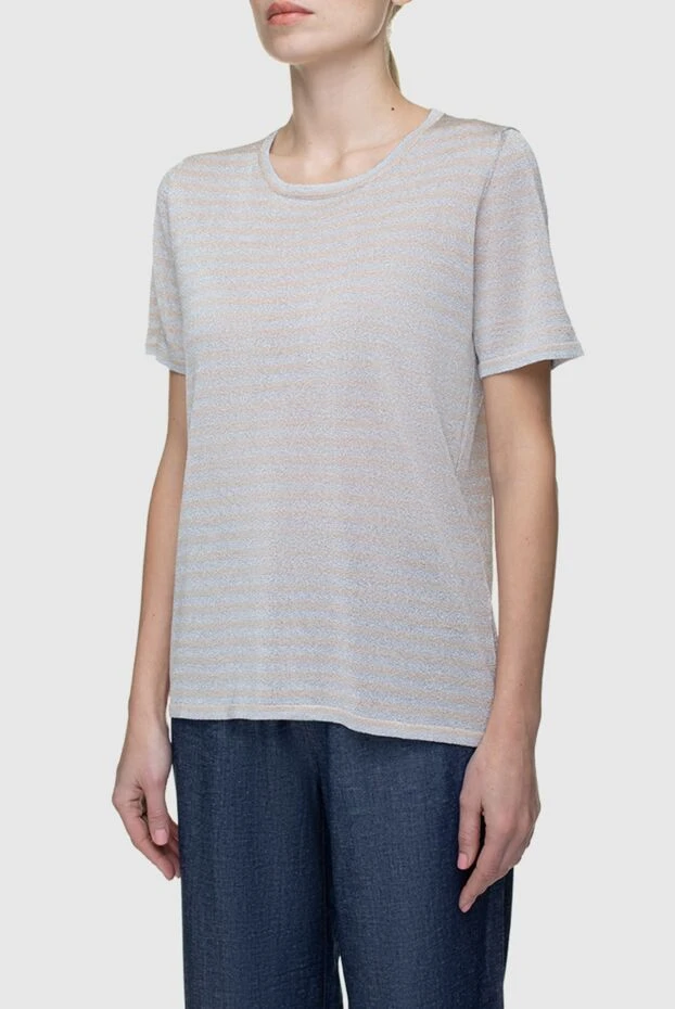 Panicale жолақтары бар бежевый әйелдер футболкасы 156703 - фото 3