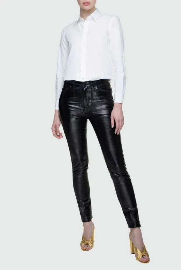 Saint Laurent woman black cotton trousers for women купить с ценами и фото 156736 - photo 2