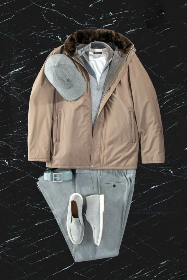 Нейлоннан, жүннен және кашемирден тігілген, ерлерге арналған бежевый түсті күртеше - фото 2