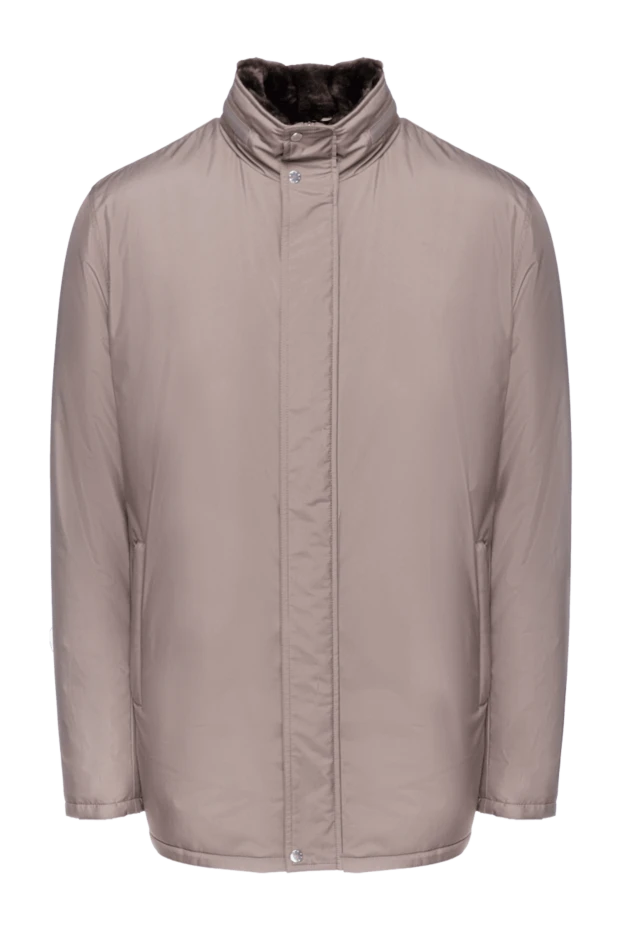 Нейлоннан, жүннен және кашемирден тігілген, ерлерге арналған бежевый түсті күртеше - фото 1