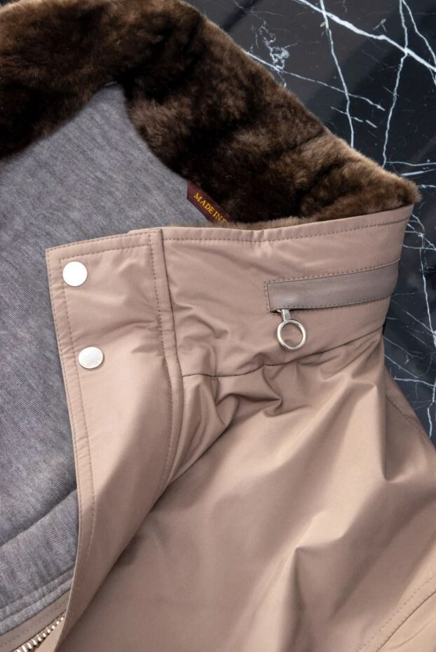 Seraphin beige men's fur jacket made of nylon, wool and cashmere 156750 - photo 3