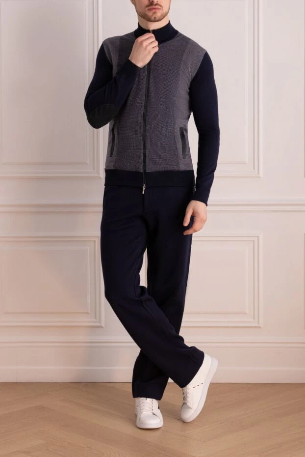 Cesare di Napoli man men's sports suit made of wool, silk and cashmere, blue купить с ценами и фото 156765 - photo 2