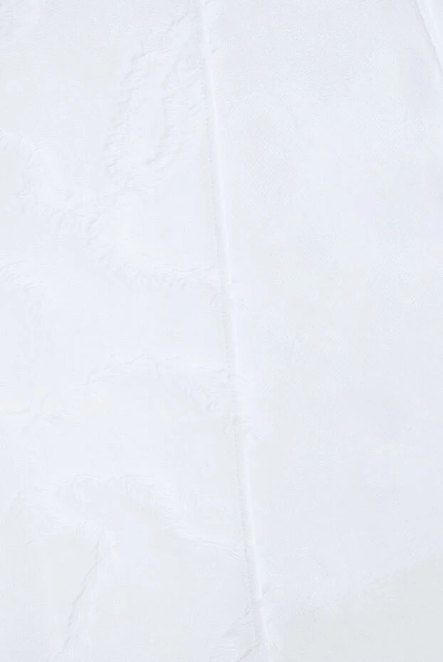 Dior палантин женский белый хлопковый с текстурными деталями и бахромой 156769 - фото 3