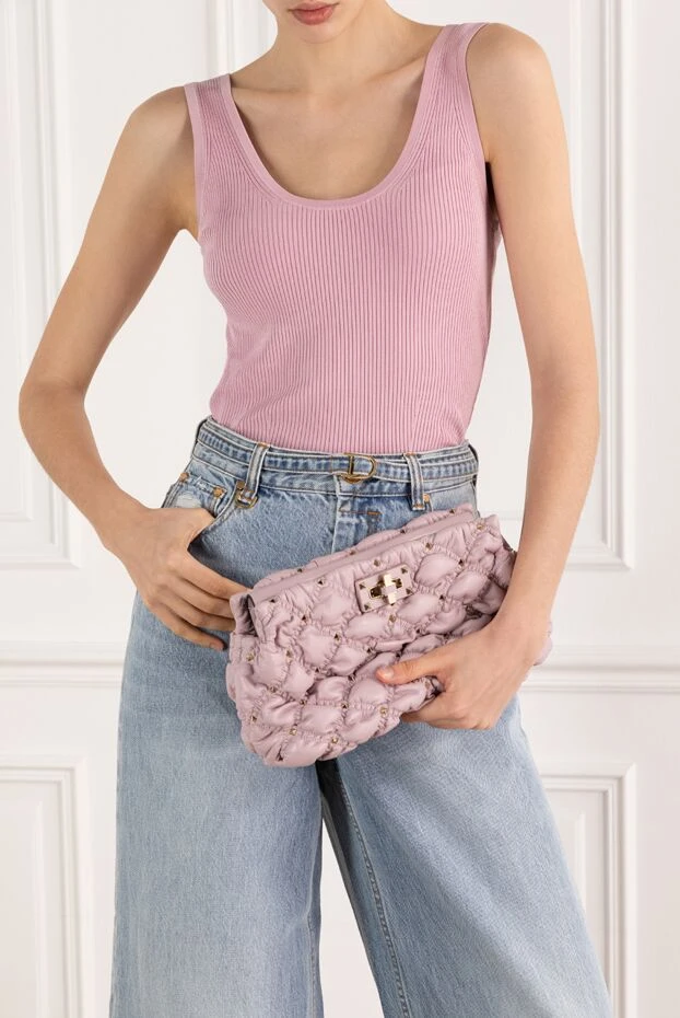 Valentino cумка через плечо spikeme кожаная фиолетового цвета 156793 - фото 3