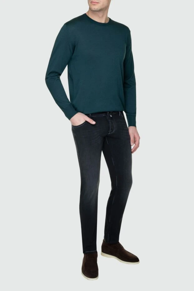 Cesare di Napoli man green wool turtleneck jumper for men купить с ценами и фото 156811 - photo 2