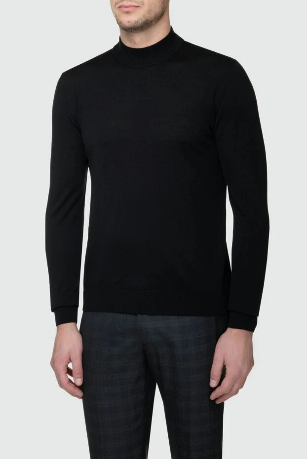 Cesare di Napoli man black wool turtleneck jumper for men купить с ценами и фото 156812 - photo 2