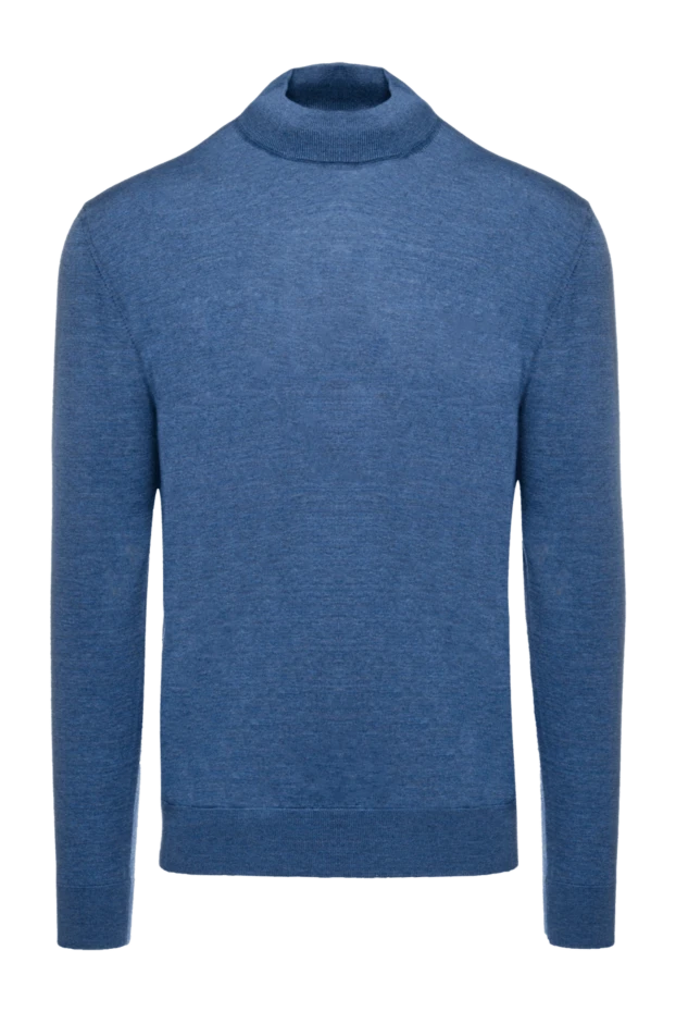 Cesare di Napoli man blue wool turtleneck jumper for men купить с ценами и фото 156815 - photo 1