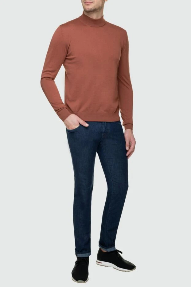 Cesare di Napoli man brown wool turtleneck jumper for men купить с ценами и фото 156816 - photo 2