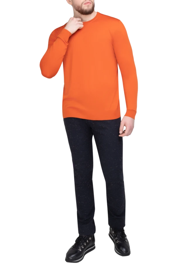 Cesare di Napoli man wool jumper orange for men купить с ценами и фото 156827 - photo 2