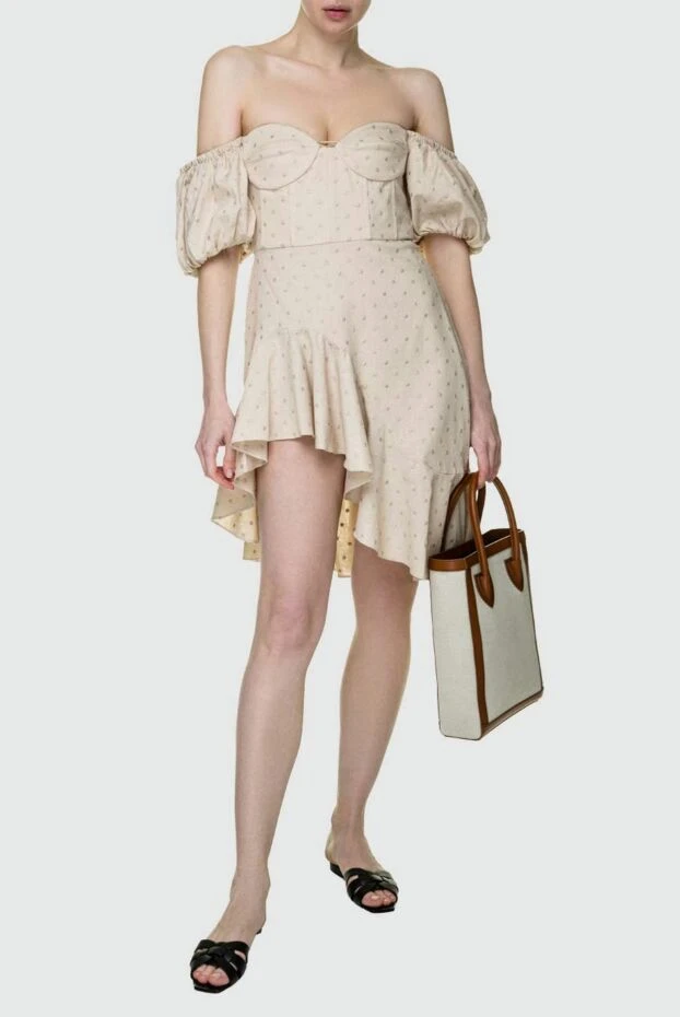 Giuseppe Di Morabito woman beige viscose and linen dress for women купить с ценами и фото 156865 - photo 2