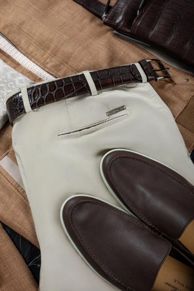 Stefano Ricci ерлерге арналған бежевый мақта және эластан шалбары 156880 - фото 2