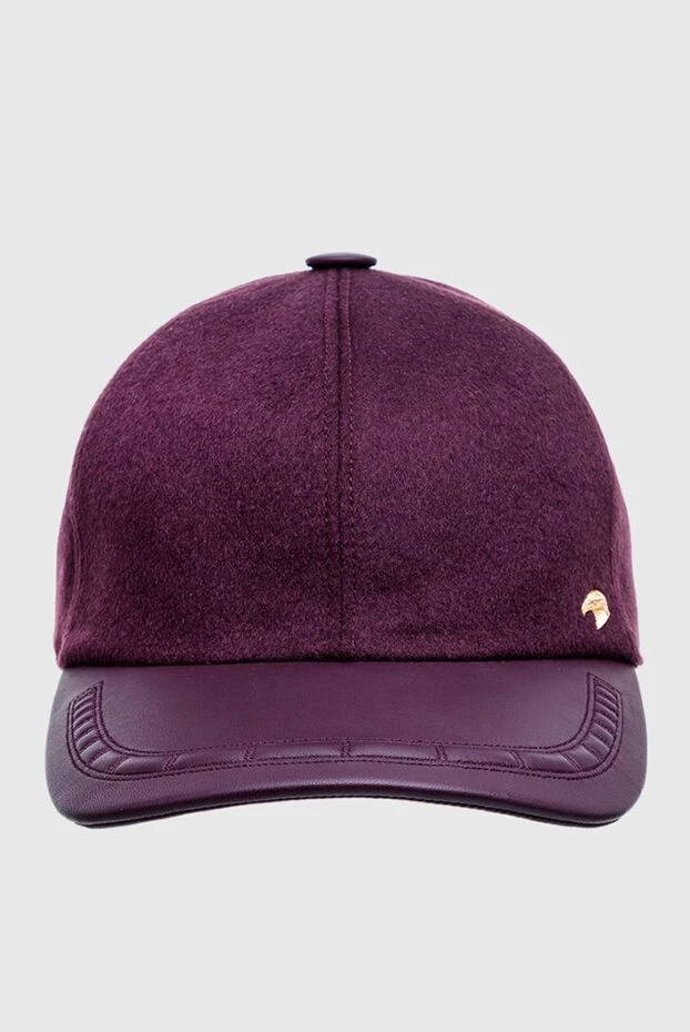 Кепка из натуральной кожи и кашемира бордовая мужская - фото 1