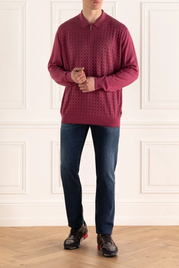 Stefano Ricci ерлерге арналған қызғылт ұзын жеңді жібек пен кашемирден жасалған поло 156909 - фото 2