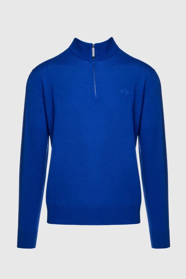 Men's blue wool zip-up troyer - photo 1