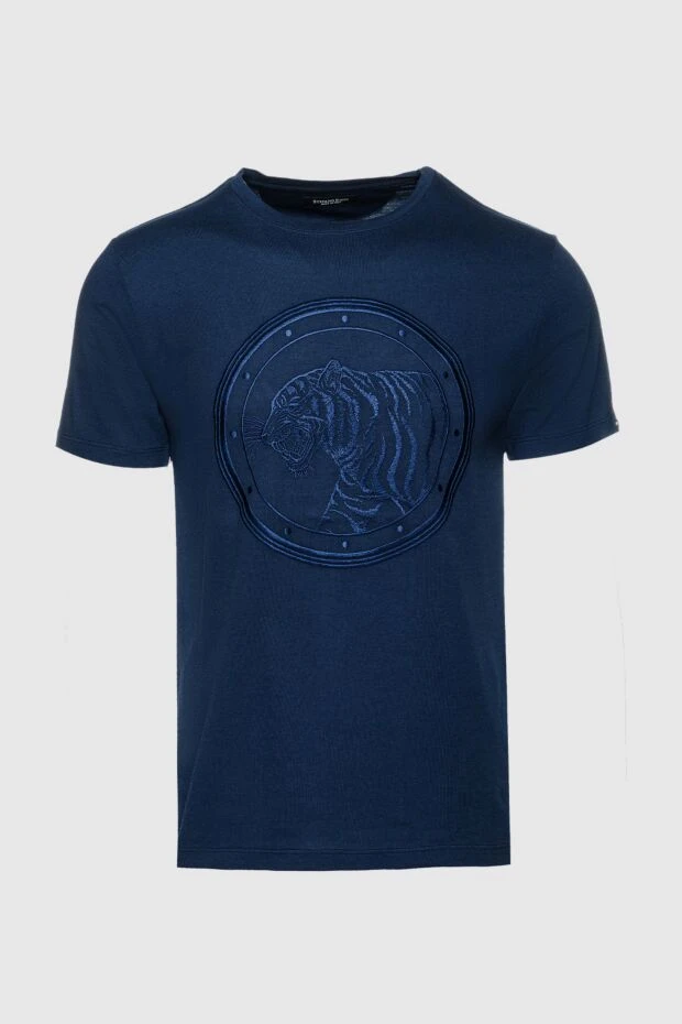 Stefano Ricci футболка из хлопка и модала синяя мужская 156954 - фото 1