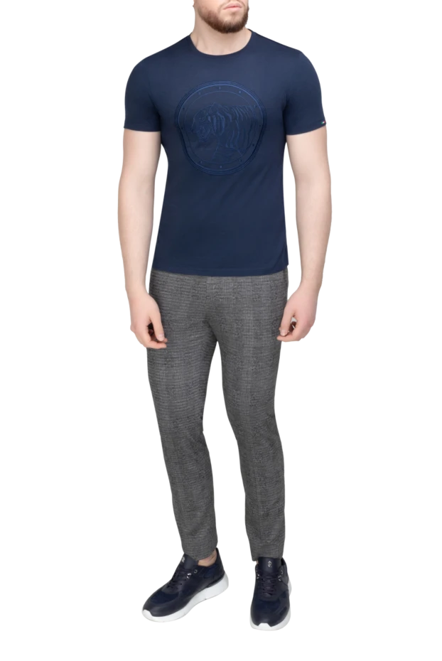 Stefano Ricci футболка из хлопка и модала синяя мужская 156954 - фото 2