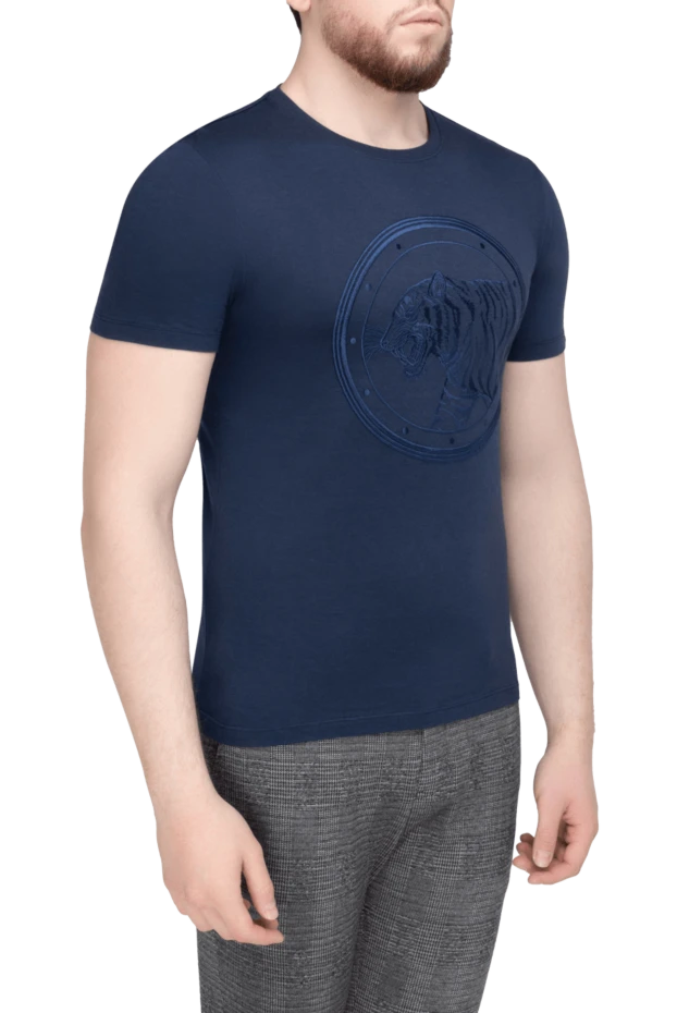 Stefano Ricci футболка из хлопка и модала синяя мужская 156954 - фото 3