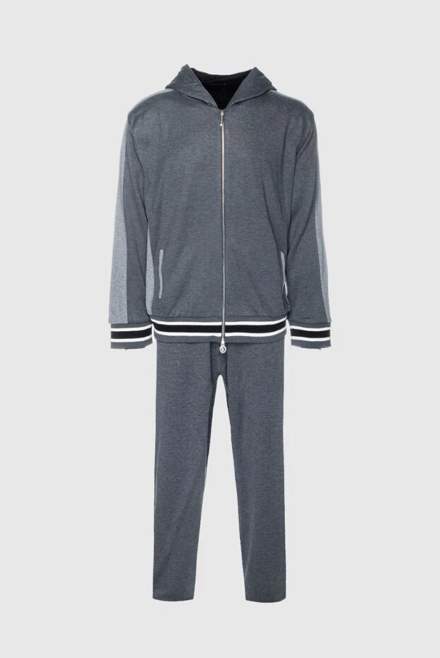 Костюм спортивный мужской из хлопка, шелка и полиамида серый - фото 1