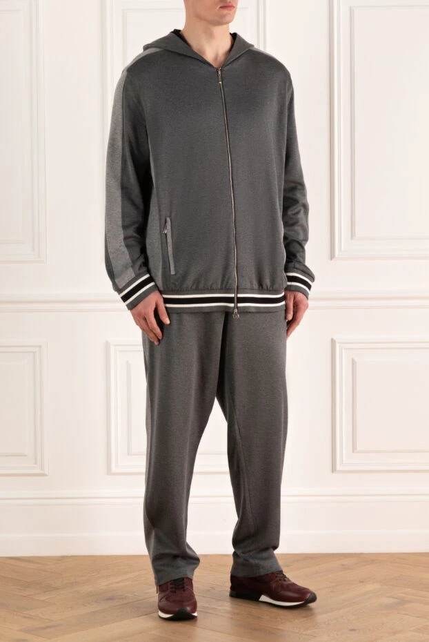 Stefano Ricci men's sports suit made of cotton, silk and polyamide gray 156960 - photo 3